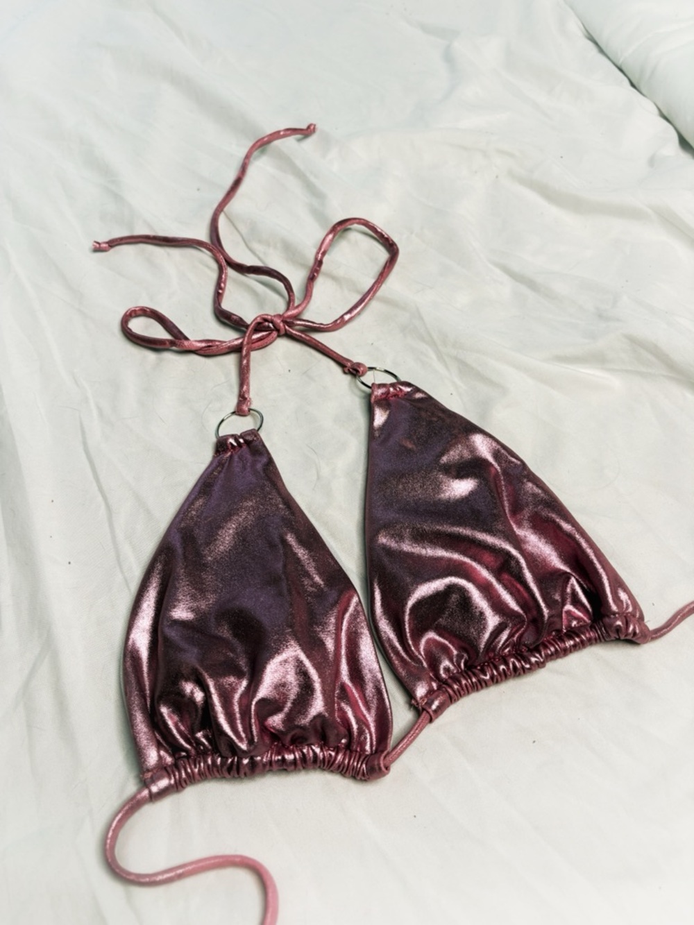 SHEIN Metallic Rose Triangle Bikini Top